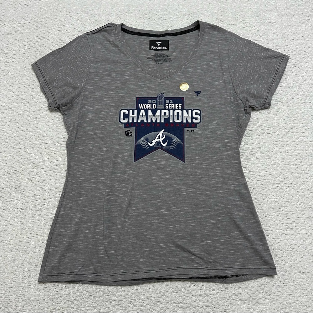 Fanatics Atlanta Braves 2021 World Series Tee Women’s Size Large - Picture 1 of 5